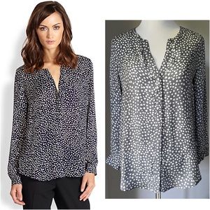 Joie Moema Heart Print Silk Blouse